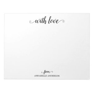Modernes, elegantes Script Black mit Liebe Notizblock