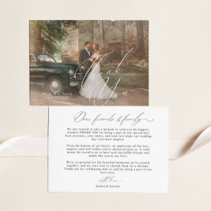 Modernes, elegantes Script Calligraphy Foto Weddin Dankeskarte