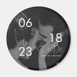 Modernes, elegantes Script Couple-Foto Save the Da Magnet