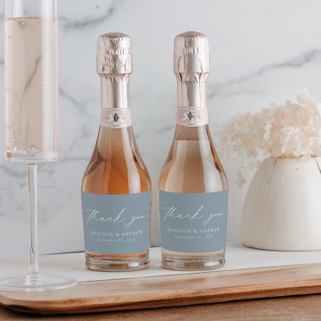 Modernes, elegantes Script Dusty Blue Vielen Dank (Von Creator hochgeladen)