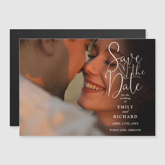 Modernes, elegantes Script-Foto für Hochzeiten spe Magneteinladung (Vorne/Hinten)