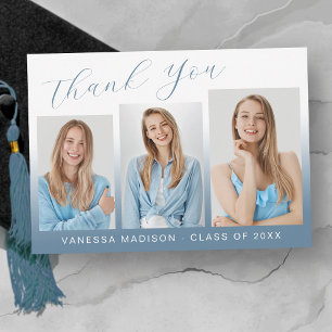 Modernes, elegantes Script Gradient Blue 3 Foto Gr Dankeskarte
