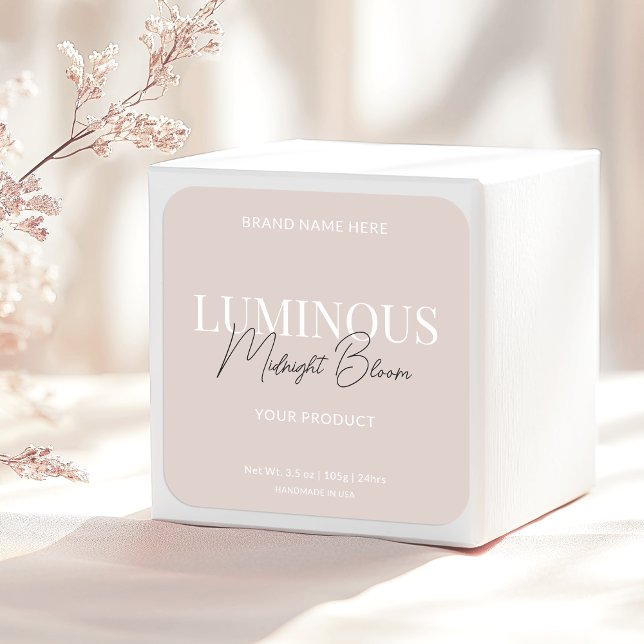 Modernes, elegantes Script-Produktlabel Quadratischer Aufkleber (Von Creator hochgeladen)