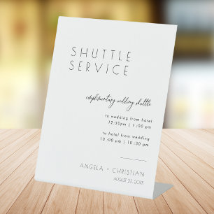 Modernes, elegantes Script-Shuttleservice Hochzeit Sockelschild