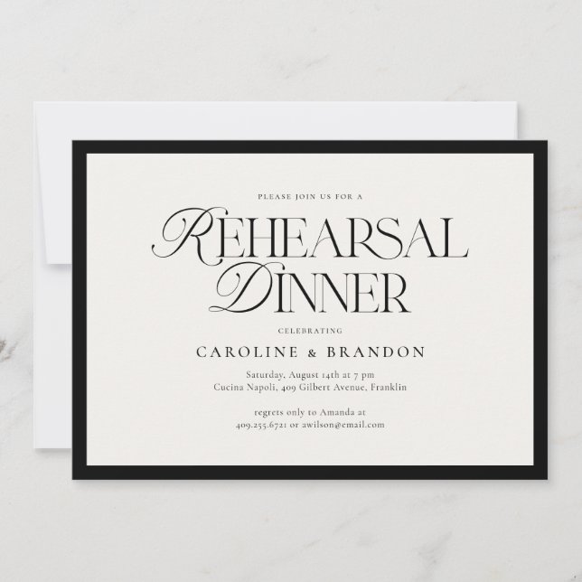 Modernes, elegantes Script Type Probe Dinner Einladung (Vorderseite)