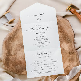 Modernes, elegantes Script Weddin - alles in einer All In One Einladung