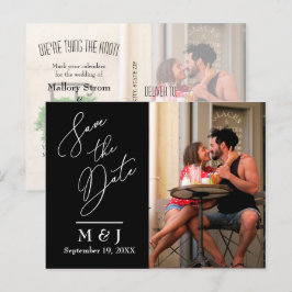 Modernes, elegantes Script-Wedding-Foto Save the D Ankündigungspostkarte