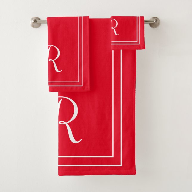Modernes, elegantes Set aus rotem und weißem Monog (Insitu)