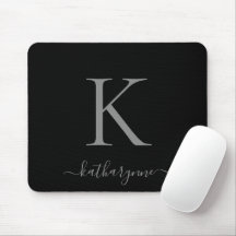 Modernes, elegantes Silver Monogram Script Black