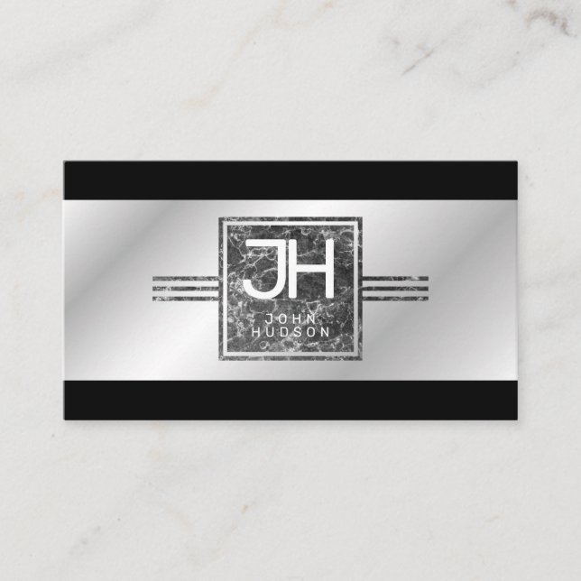 Modernes elegantes Silver- und Black Lines Busines Visitenkarte (Vorderseite)