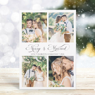 Modernes, elegantes Skript Merry & Verheiratet 4 F Feiertagskarte