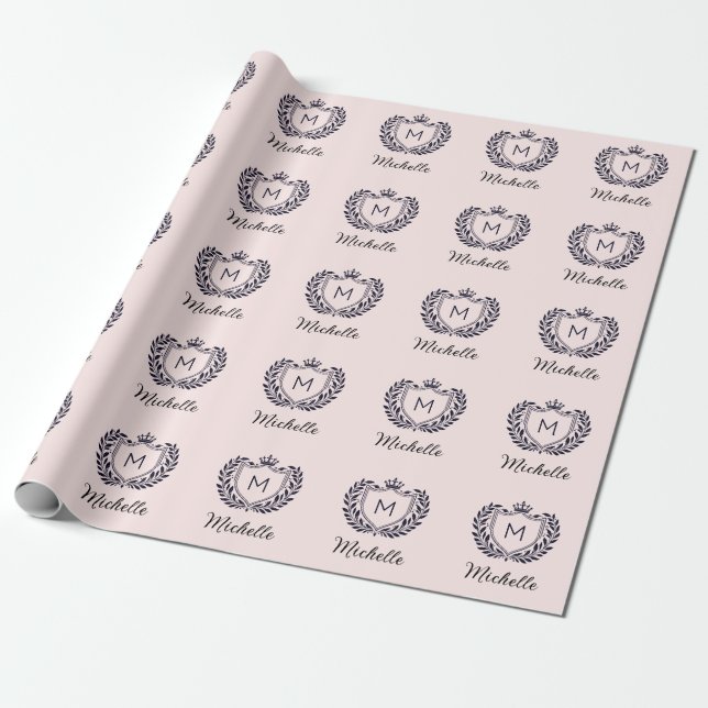 Modernes, elegantes Skript Monogram Name Custom Pi Geschenkpapier (Ungerollt)