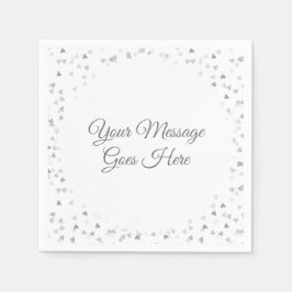 Modernes, elegantes Skript Silver Hearts Confetti Serviette