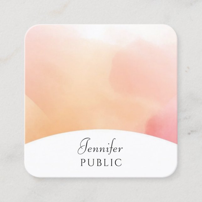 Modernes, elegantes Skript Trendy Template Quadratische Visitenkarte (Vorderseite)