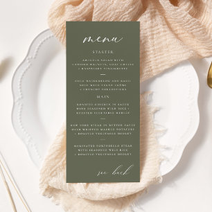 Modernes, elegantes Skriptmenü für Hochzeiten Werbekarte
