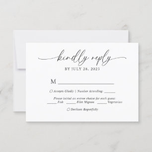 Modernes, elegantes Skriptmenü Wahl Hochzeitsfeier RSVP Karte