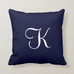 Modernes elegantes Solid Dark Navy Custom Monogram Kissen