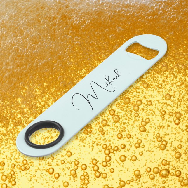 Modernes Elegantes stilvolles Trendy Monogram Aqua Speed Flaschenöffner (Modern Elegant Stylish Trendy Monogram Aqua Blue Bar Key)