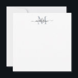 Modernes elegantes, stylisches Script Monogram Gra Mitteilungskarte<br><div class="desc">Moderne elegante Chic Girly Script Monogram Gray Note Card</div>