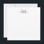 Modernes elegantes, stylisches Script Monogram Gra Mitteilungskarte<br><div class="desc">Moderne elegante Chic Girly Script Monogram Gray Note Card</div>
