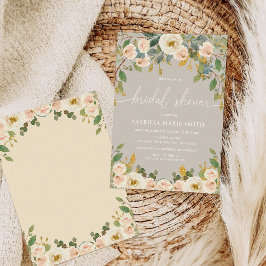 Modernes Elegantes Taupe Peach Floral Brautparty Einladung