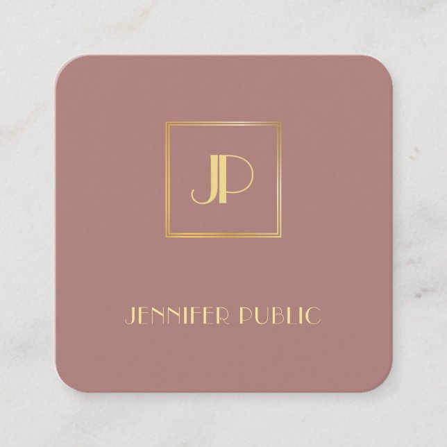 Modernes elegantes Template Gold Mit Monogramm Lux Quadratische Visitenkarte (Vorderseite)