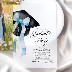 Modernes Elegantes Trendy Stylish Blue Bow Abschlu