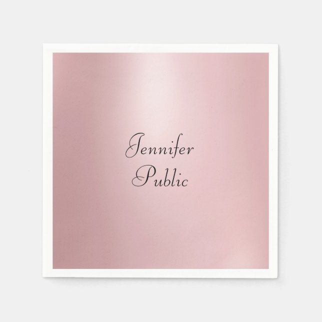 Modernes, elegantes und modernes Rose Gold Handges Serviette (Vorderseite)