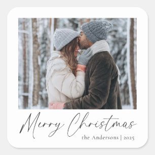 Modernes elegantes Weihnachts-Foto Quadratischer Aufkleber