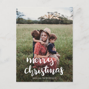 Modernes Elegantes Weihnachts-Weißes Script-Foto Postkarte