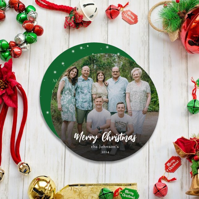 Modernes Elegantes Weihnachtsfamilien Foto & Name Feiertagskarte (Von Creator hochgeladen)