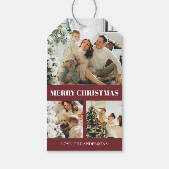 Modernes Elegantes Weihnachtsfamiliengebäck Rotes  Geschenkanhänger (Vorderseite)