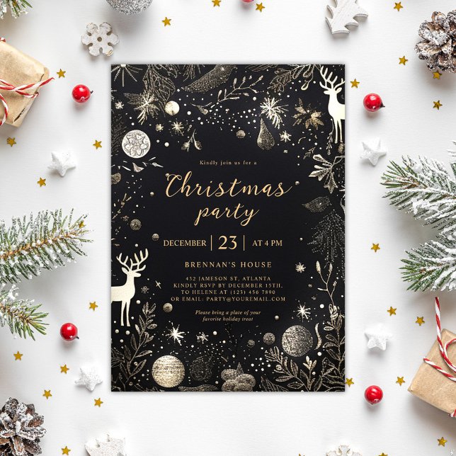 Modernes Elegantes Weihnachtsfest Party Feierliche Einladung (Modern Elegant Christmas Party Festive Holiday Invitation)