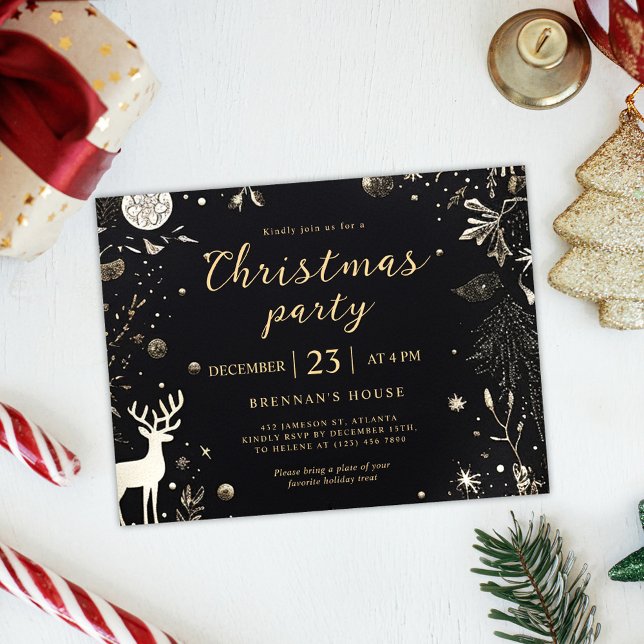 Modernes Elegantes Weihnachtsfest Party Feierliche Postkarte (Modern Elegant Christmas Party Festive Holiday Postcard)