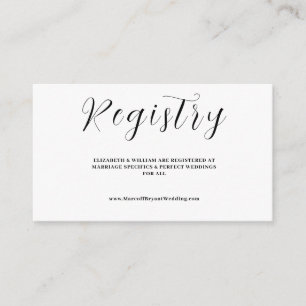 Modernes, elegantes White & Black Wedding Register Begleitkarte