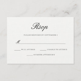Modernes elegantes White Black Wedding RSVP Karte