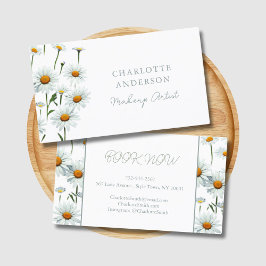 Modernes elegantes White Daisy Floral Trendy Busin Visitenkarte