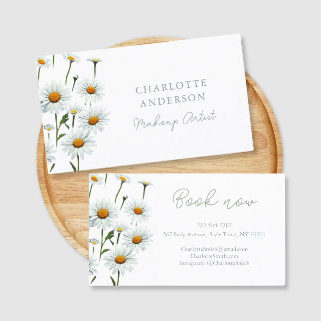 Modernes elegantes White Daisy Floral Trendy Busin Visitenkarte (Von Creator hochgeladen)