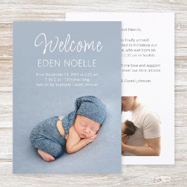 Modernes, elegantes White Script 2 Foto Neugeboren Ankündigung