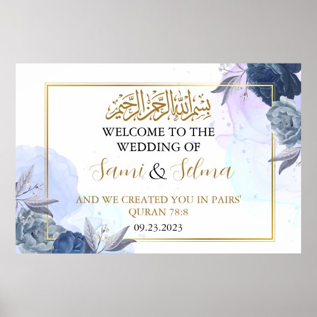 Modernes elegantes Willkommens-muslimisches Hochze Poster (Vorne)