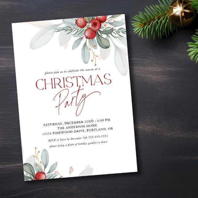 Modernes, elegantes Wintergrün Weihnachten Party Einladung (Von Creator hochgeladen)