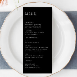 Modernes elegantes, zeitloses Minimal Wedding Menu Menükarte