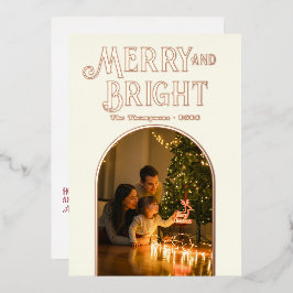 Modernes Elfenbein & Rose Gold Weihnachtsfest Foto Folien Feiertagskarte