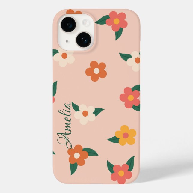 Modernes Eligant Retro Line Monogramm Case-Mate iPhone 14 Hülle (Rückseite)