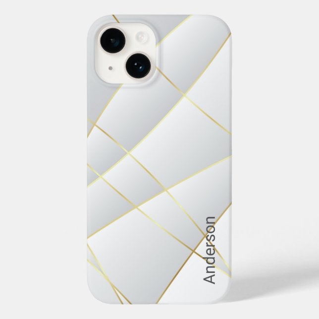 Modernes Eligant Retro Line Monogramm Case-Mate iPhone 14 Hülle (Rückseite)