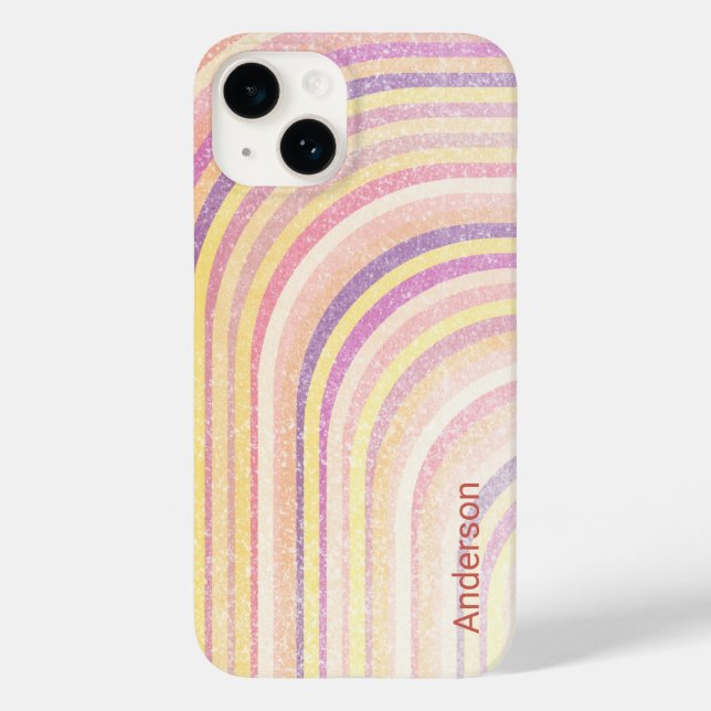 Modernes Eligant Retro Line Monogramm Case-Mate iPhone 14 Hülle (Rückseite)