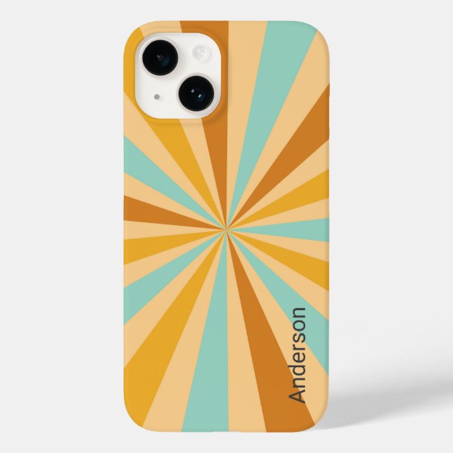 Modernes Eligant Retro Line Monogramm Case-Mate iPhone 14 Hülle (Rückseite)