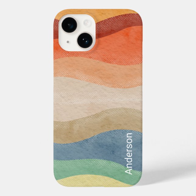 Modernes Eligant Retro Line Monogramm Case-Mate iPhone 14 Hülle (Rückseite)