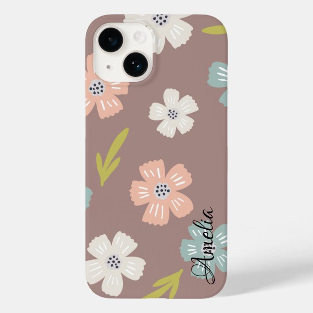 Modernes Eligant Retro Line Monogramm Case-Mate iPhone 14 Hülle (Rückseite)
