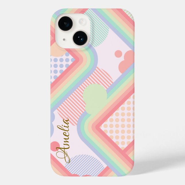 Modernes Eligant Retro Line Monogramm Case-Mate iPhone 14 Hülle (Rückseite)